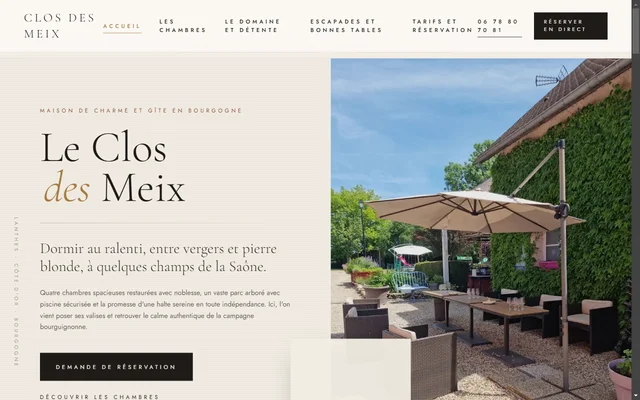Aperçu Site Officiel Le Clos des Meix