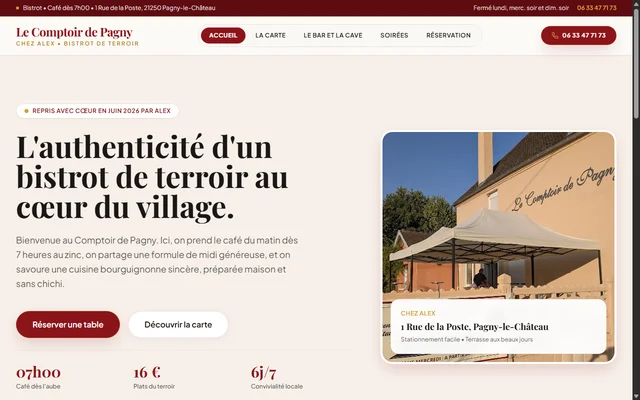 Aperçu Site Officiel Le Comptoir de Pagny